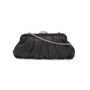 ALESSIA BIANCHI Black Satin Look Pleated Clutch